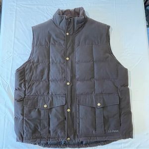 L.L.Bean Upcountry Waxed Cotton Down Vest Brown Large